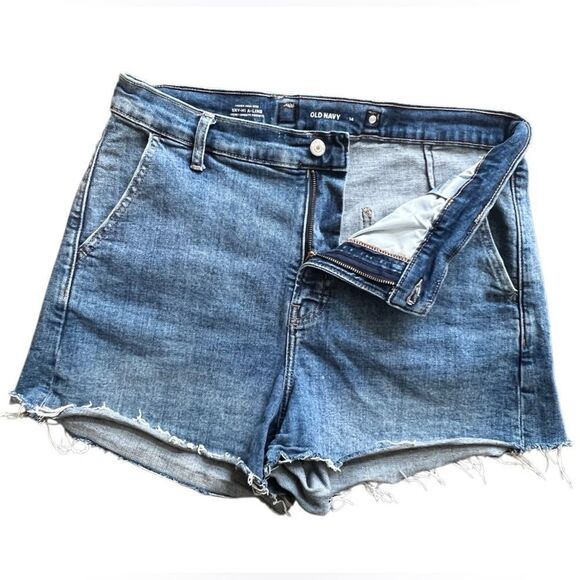 Old Navy high rise A-Line Cut off style Jean shorts Size 14 - Picture 5 of 14